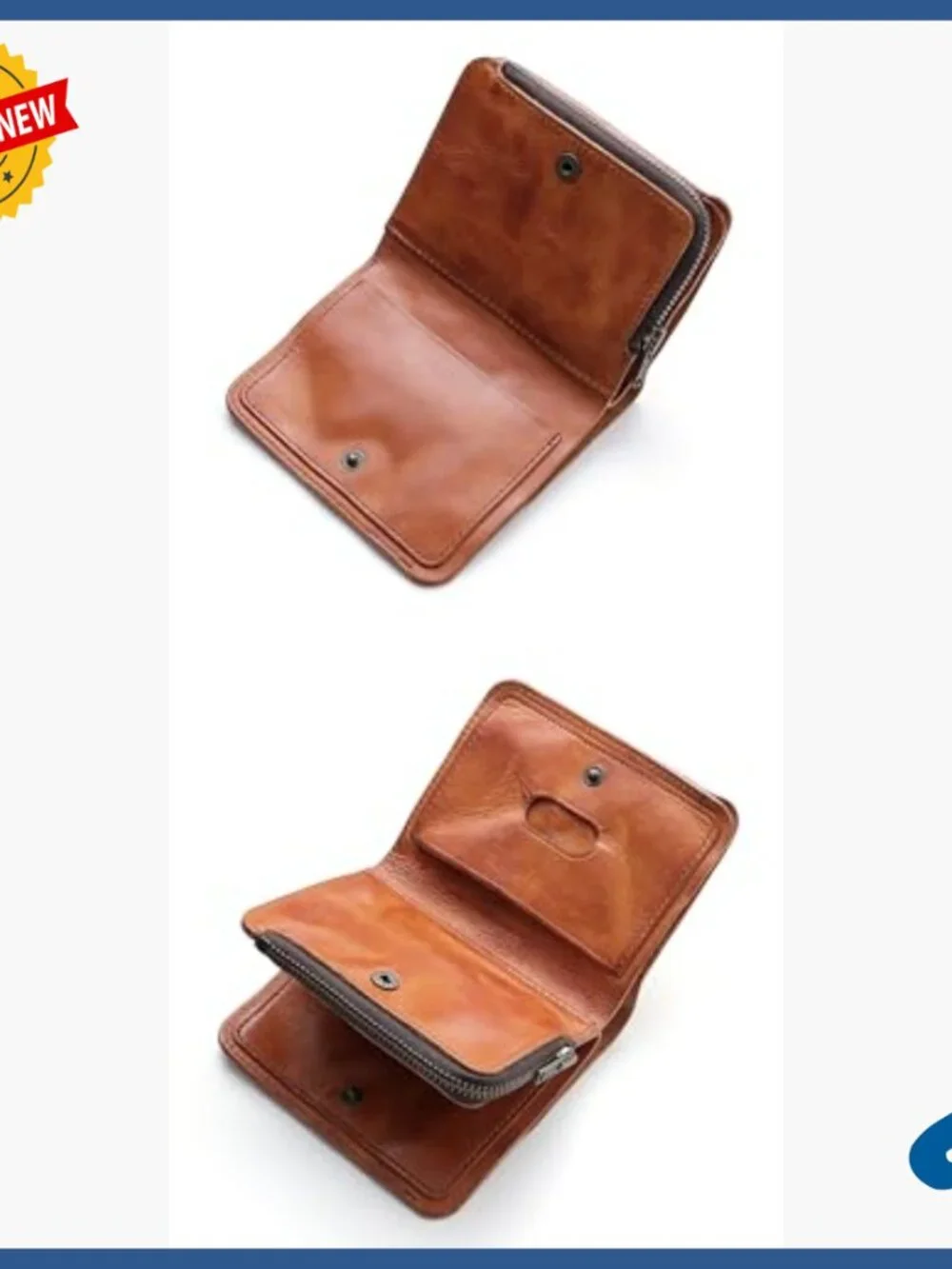 Handmade Vintage Small Bifold Wallet Full Grain Leather Compact